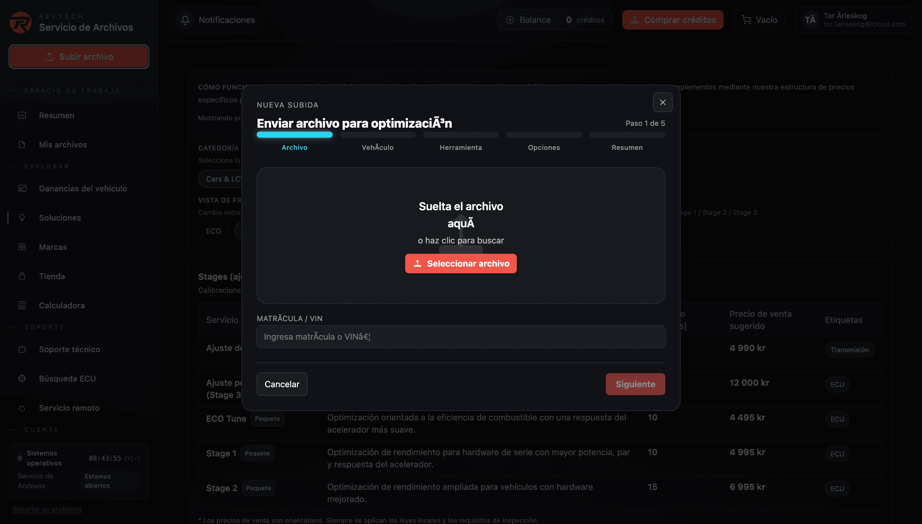 File upload estructurado